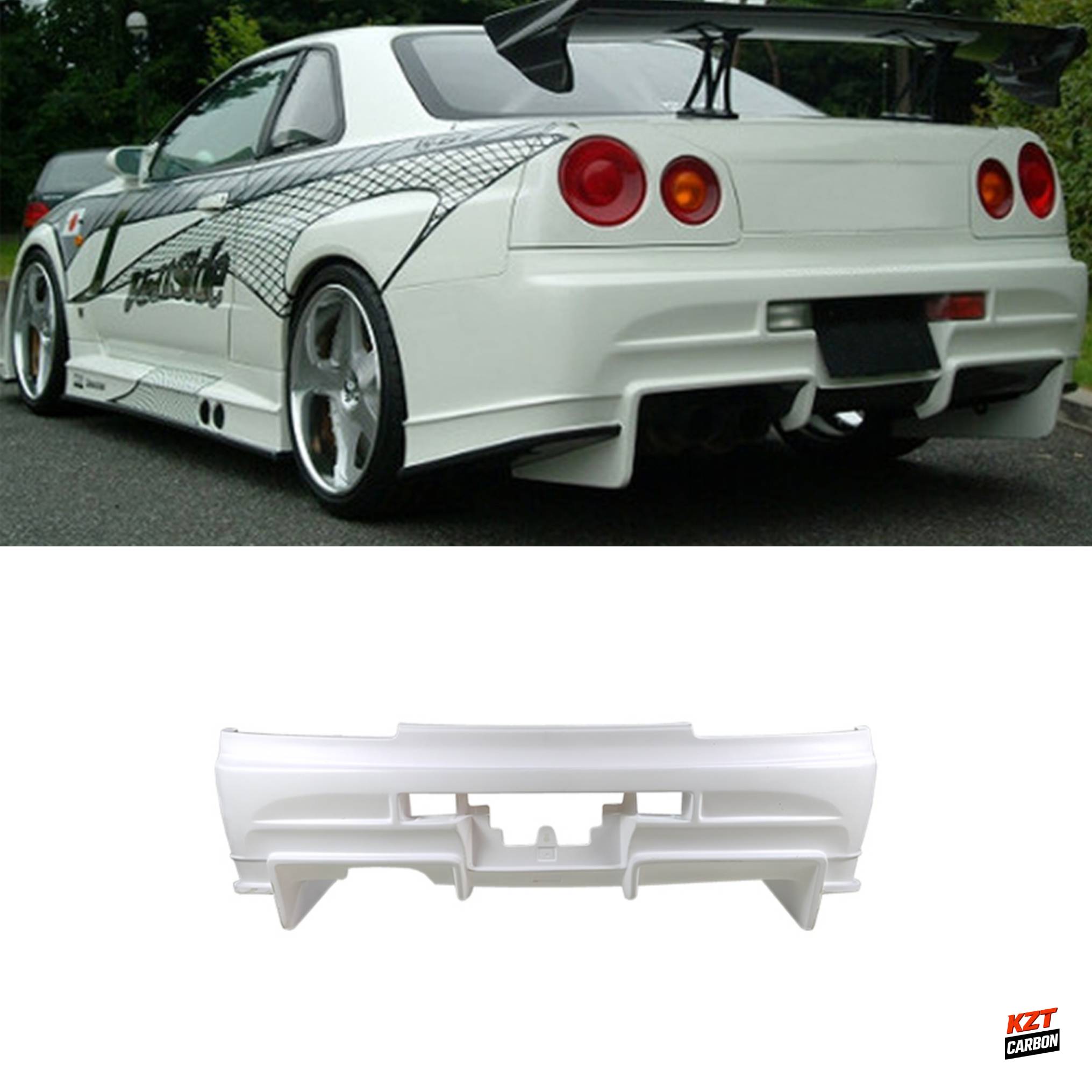 For Nissan Skyline R34 GTT VSGT Style Fiberglass  Unpaint Rear Bumper Body Kits