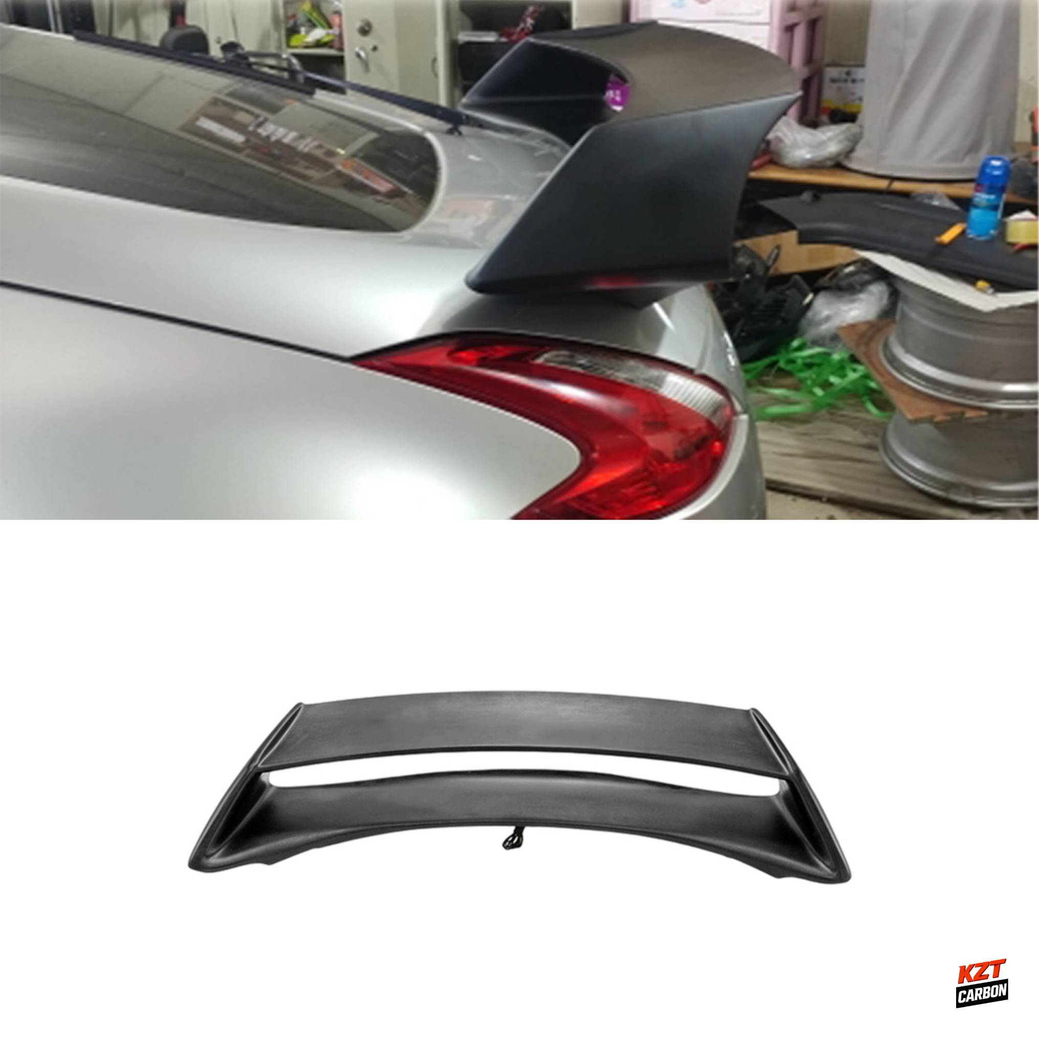 For Nissan Fairlady 370Z Z34 AM Style Fiberglass Rear Wing (with brake lights)