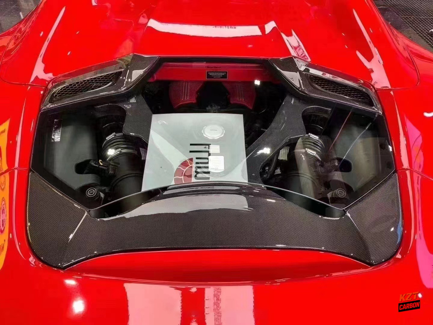 For Ferrari 488 Spider 2015-19 Carbon Fiber KZ Style Rear Engine Bonnet Hood