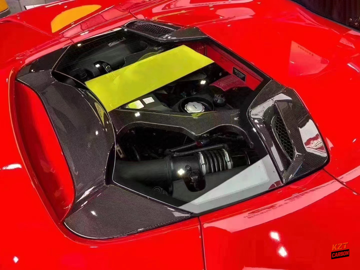 For Ferrari 488 Spider 2015-19 Carbon Fiber KZ Style Rear Engine Bonnet Hood