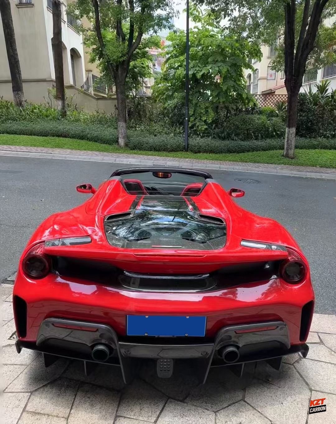 For Ferrari 488 Spider 2015-19 Carbon Fiber KZ Style Rear Engine Bonnet Hood