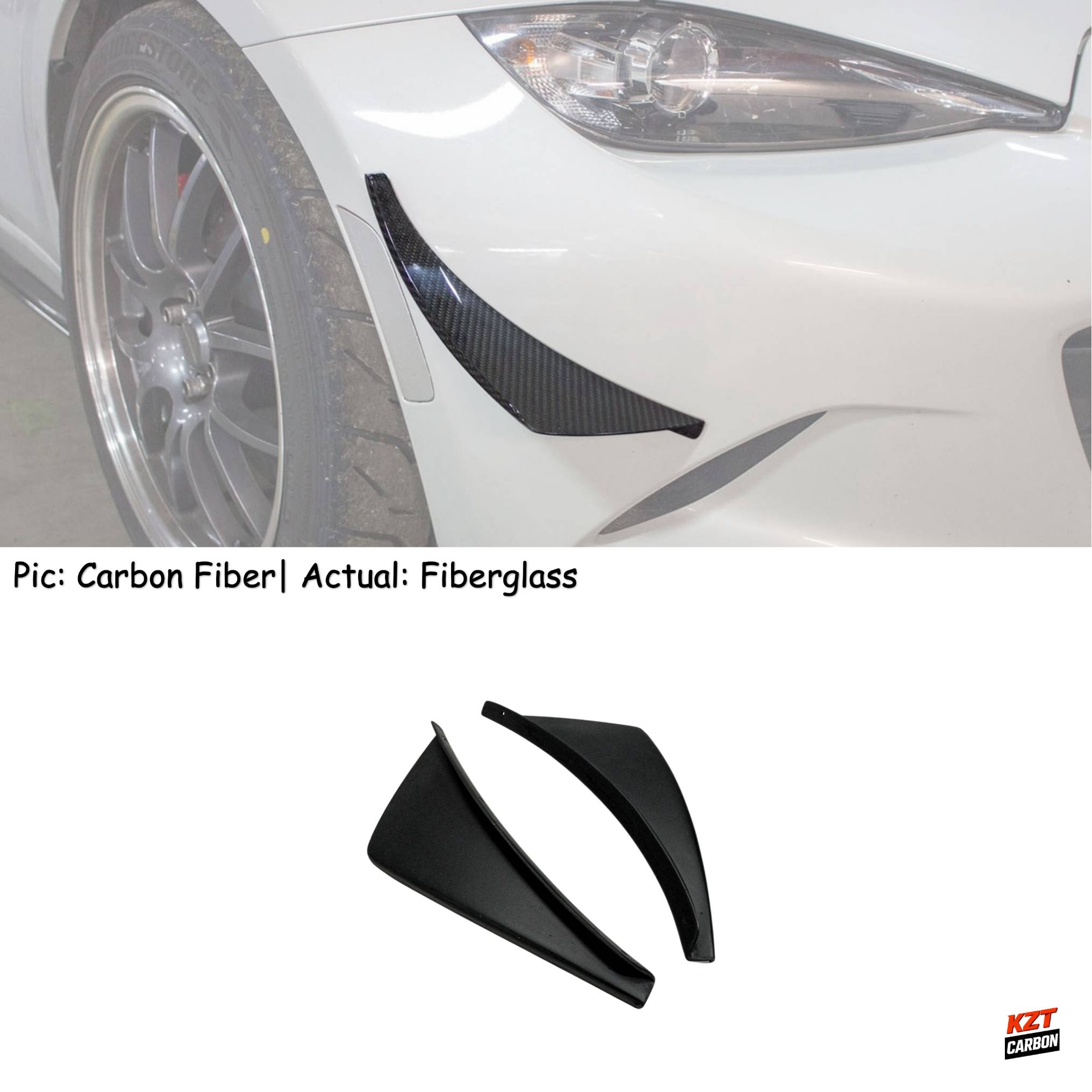 For Mazda MX5 Miata ND 16-26 Verus Front Bumper Side Canard Splitter Fiberglass