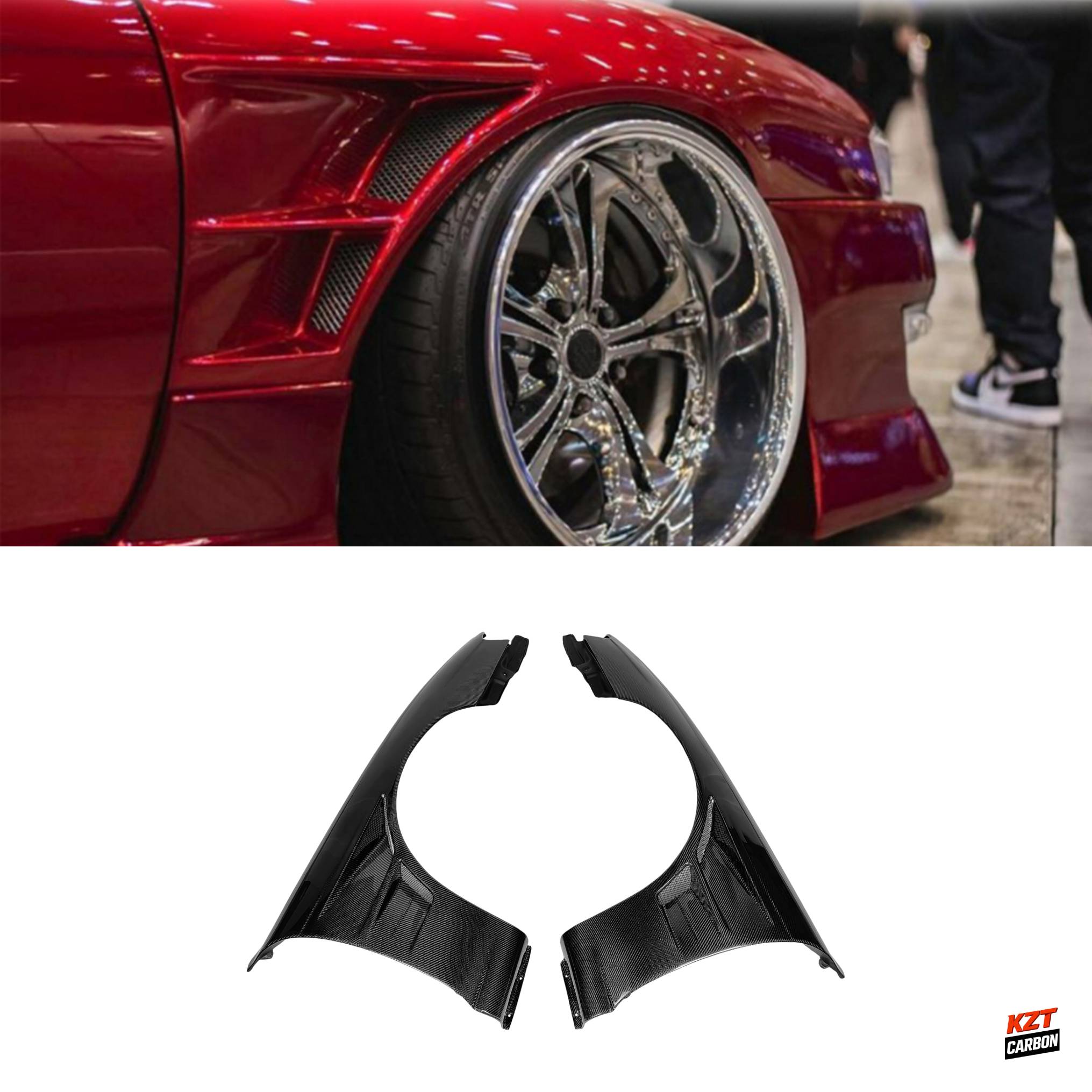 For Nissan Silvia S14 (Late Model) Kouki BN Style Carbon Fiber Front Fender Pair