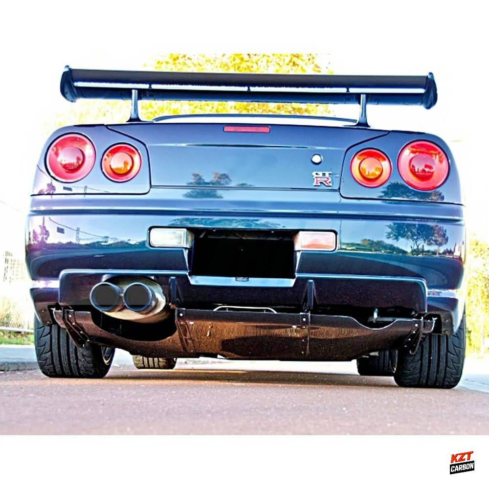 For Nissan Skyline R34 GTR Only Coupe Carbon V Style Rear Bumper Diffuser Lip