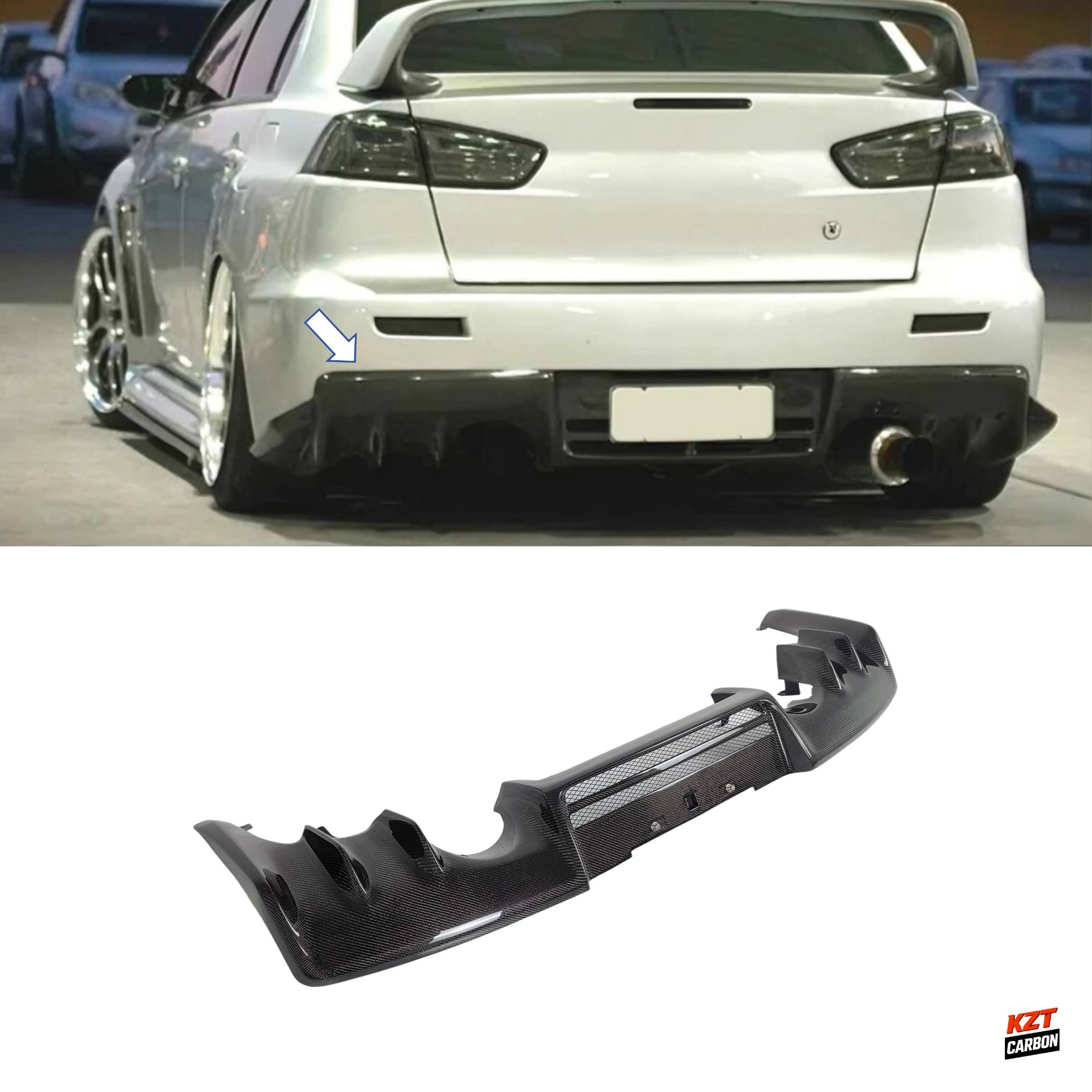 For Mitsubishi Evolution X EVO 10 CZ4A 07-16 Carbon OE Type Rear Bumper Diffuser