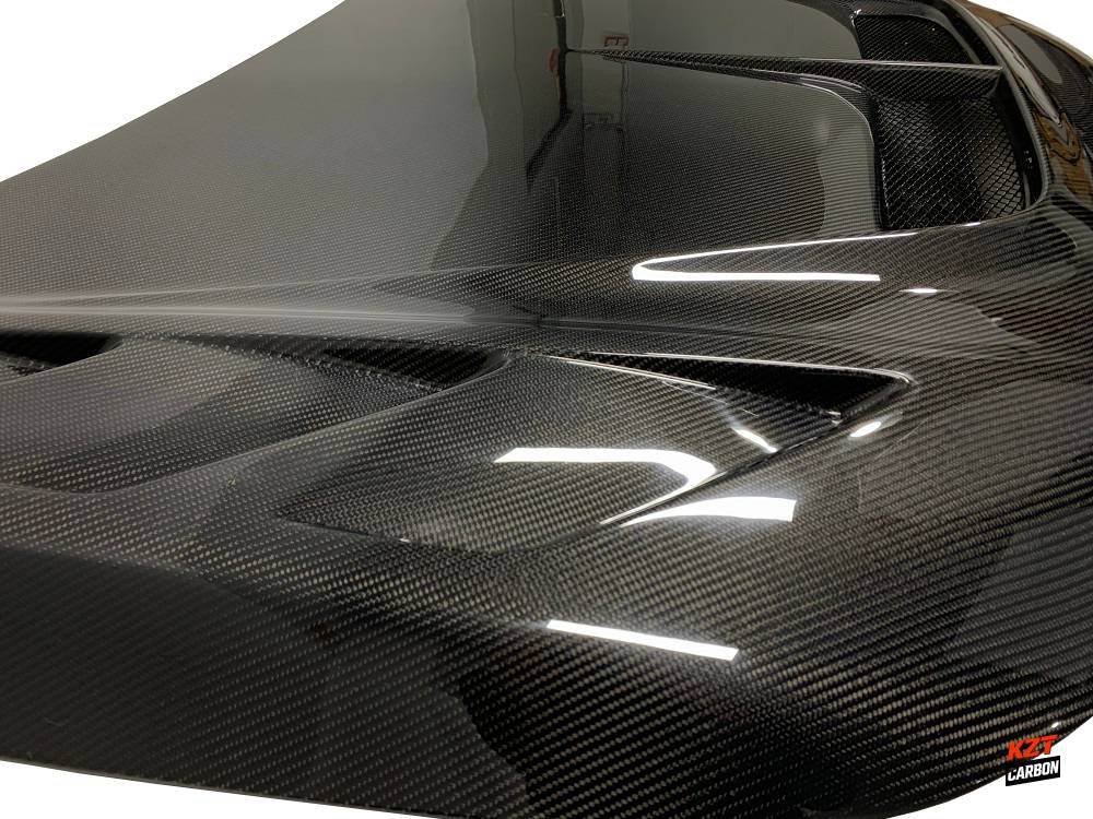 For Honda Civic FL5 Type R Carbon Fiber Vented Cooling Front Bumper Hood Bonnet