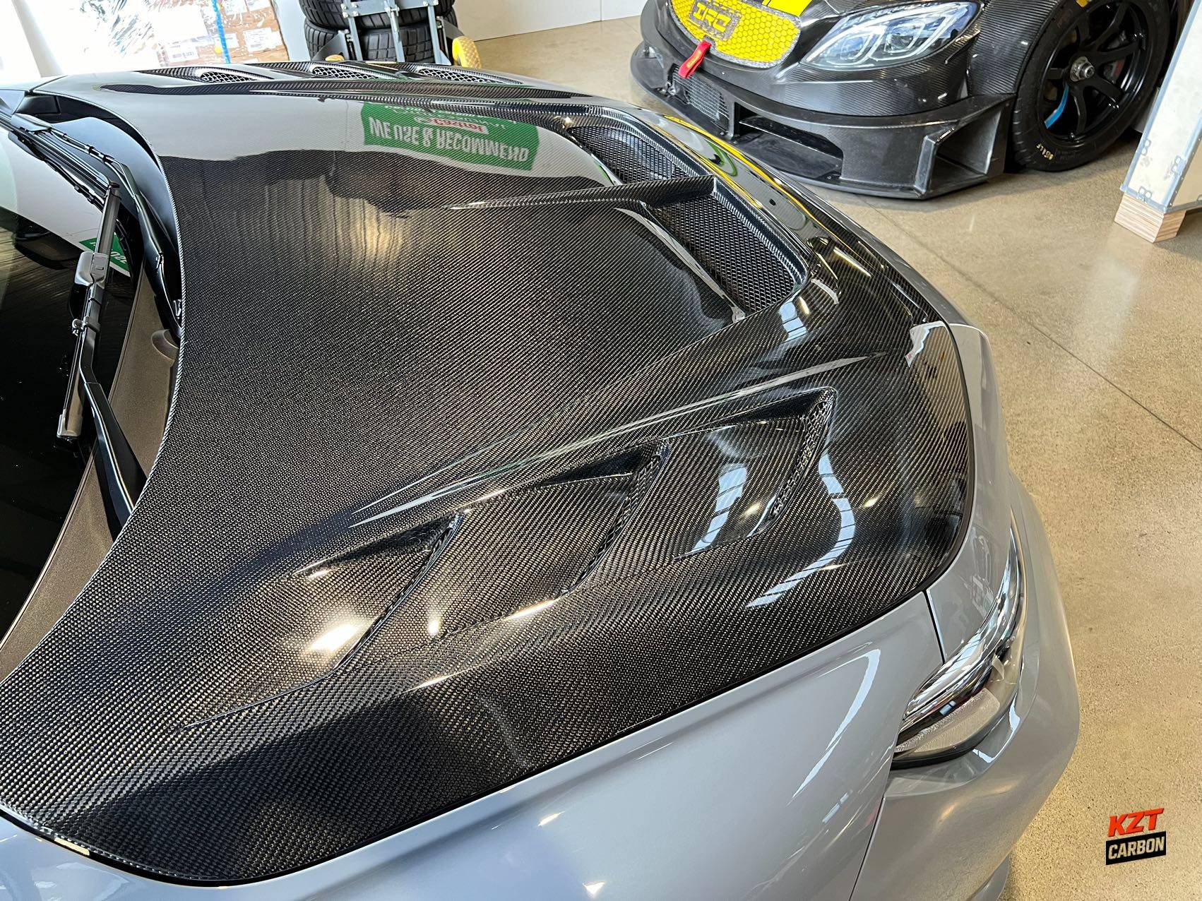 For Honda Civic FL5 Type R Carbon Fiber Vented Cooling Front Bumper Hood Bonnet