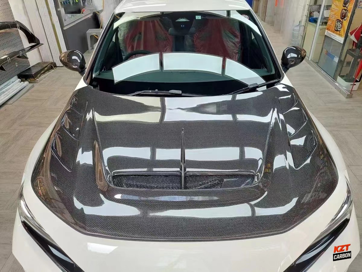 For Honda Civic FL5 Type R Carbon Fiber Vented Cooling Front Bumper Hood Bonnet