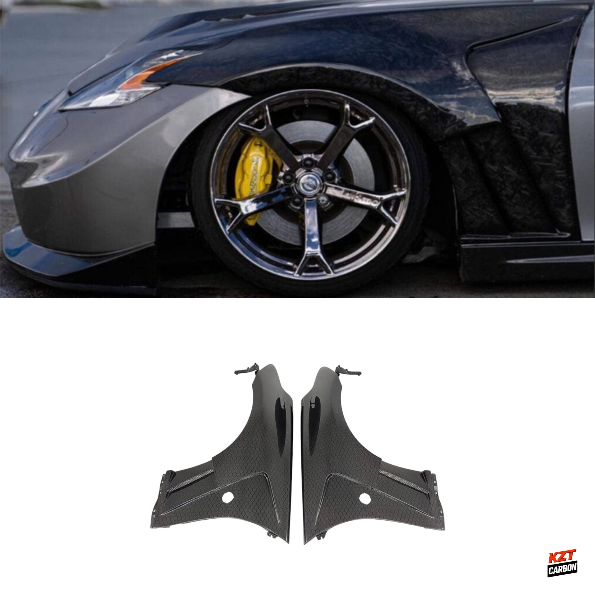 For Nissan 370Z Z34 09-20 EPA Style Honeycomb Carbon Fiber Vented Front Fender
