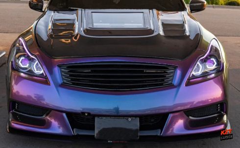 For Infiniti G37 Q40 2 Door Coupe 2008-13 Carbon Clear Glass Vented Front Hood