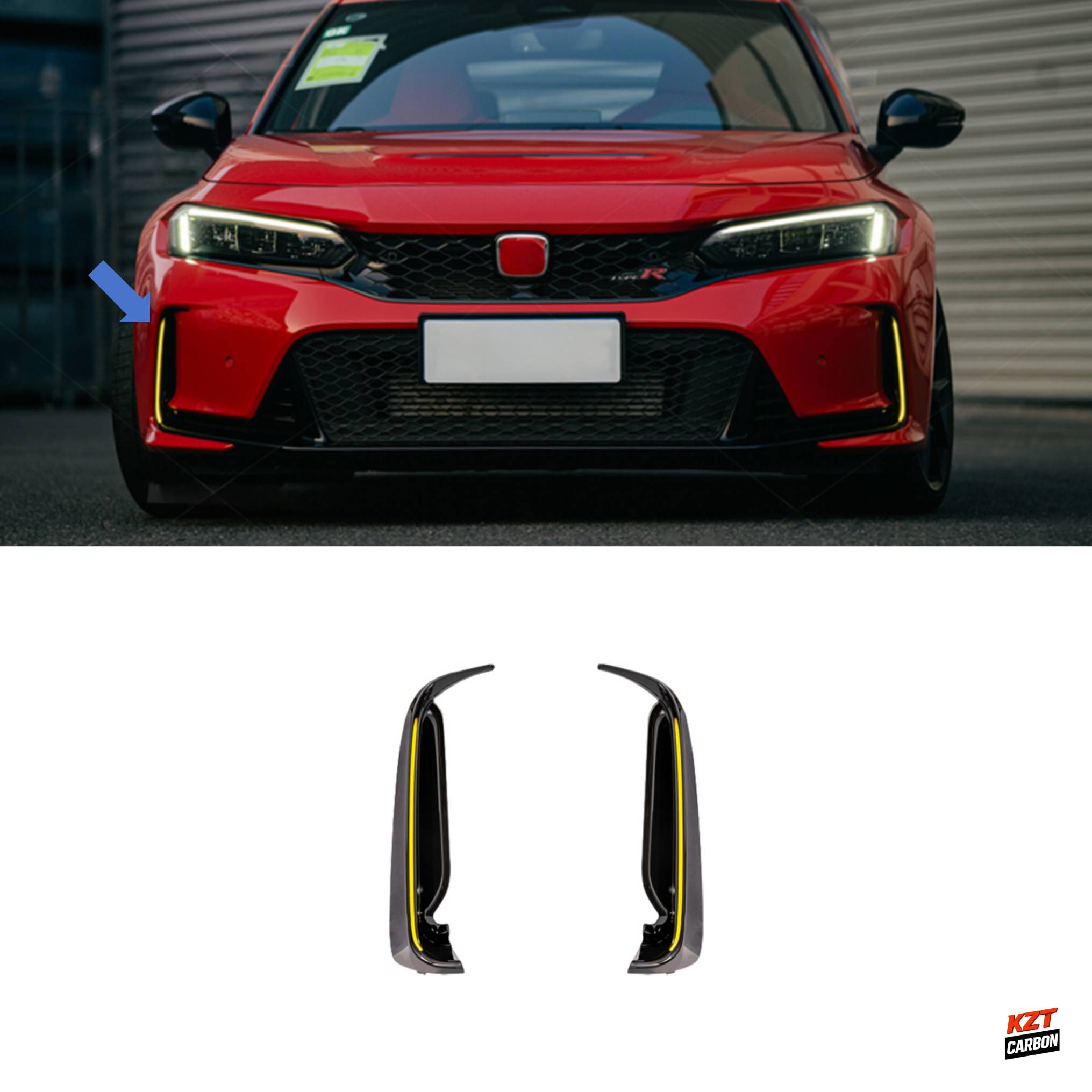 For Honda Civic Type R FL5 2023-24 ABS OE Style Front Bumper LED DRL (yellow)